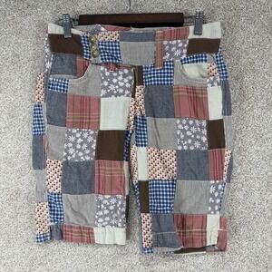 Patchwork Cotton Bermuda Shorts in Multi Color